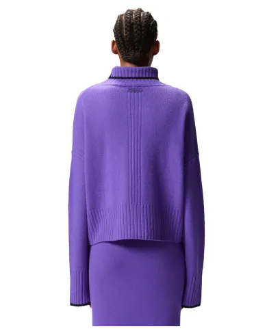 PINKO Dolcevita Donna 105446 A2Q9 FALKLAND AI 25/26 lana con bordatura a costine W21 LAVANDA bluast PINKO Dolcevita Donna 105446 A2Q9 FALKLAND AI 25/26 lana con bordatura a costine W21 LAVANDA bluast