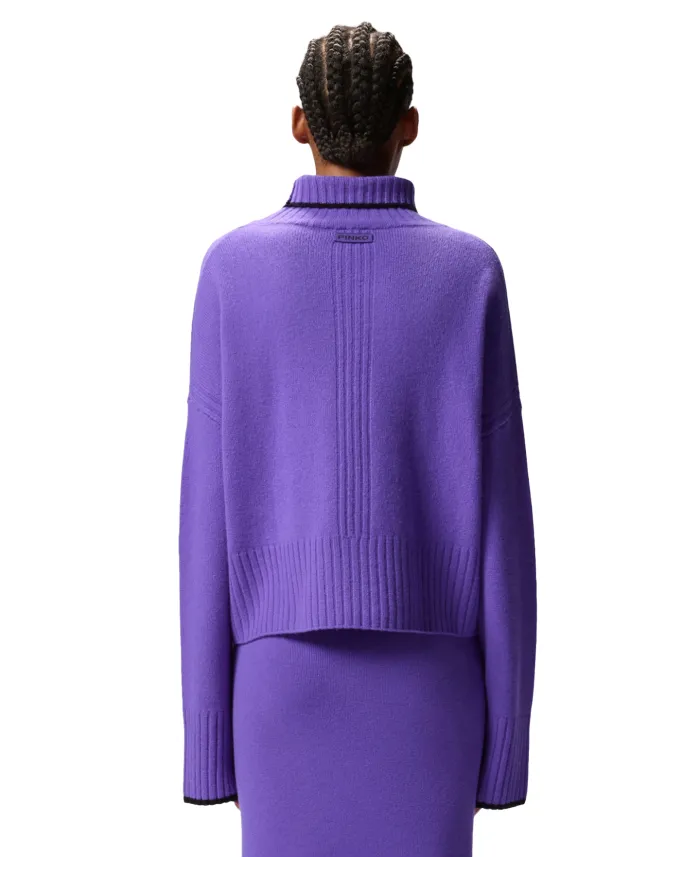 PINKO Dolcevita Donna 105446 A2Q9 FALKLAND AI 25/26 lana con bordatura a costine W21 LAVANDA bluast