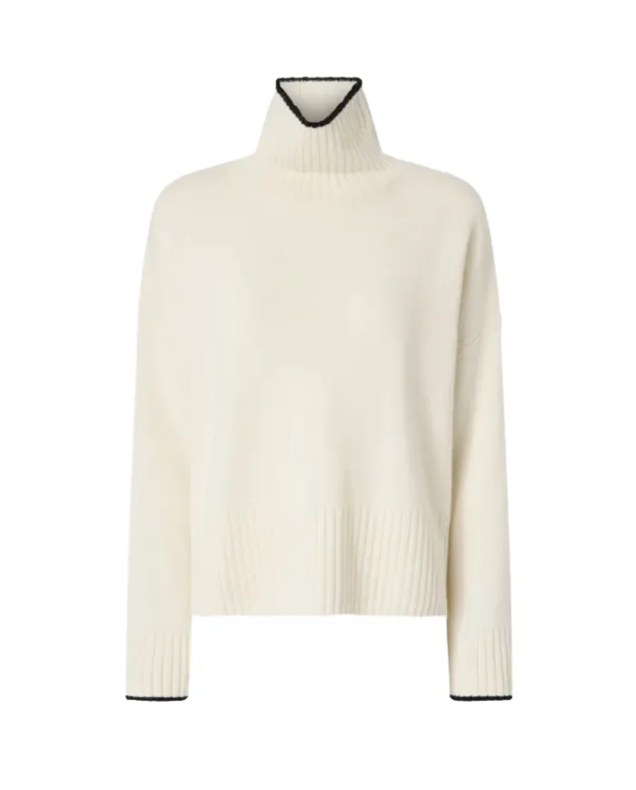 PINKO Dolcevita Donna 105446 A2Q9 FALKLAND AI 25/26 lana con bordatura a costine Z13 bianco meringa