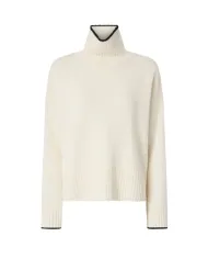 PINKO Dolcevita Donna 105446 A2Q9 FALKLAND AI 25/26 lana con bordatura a costine Z13 bianco meringa