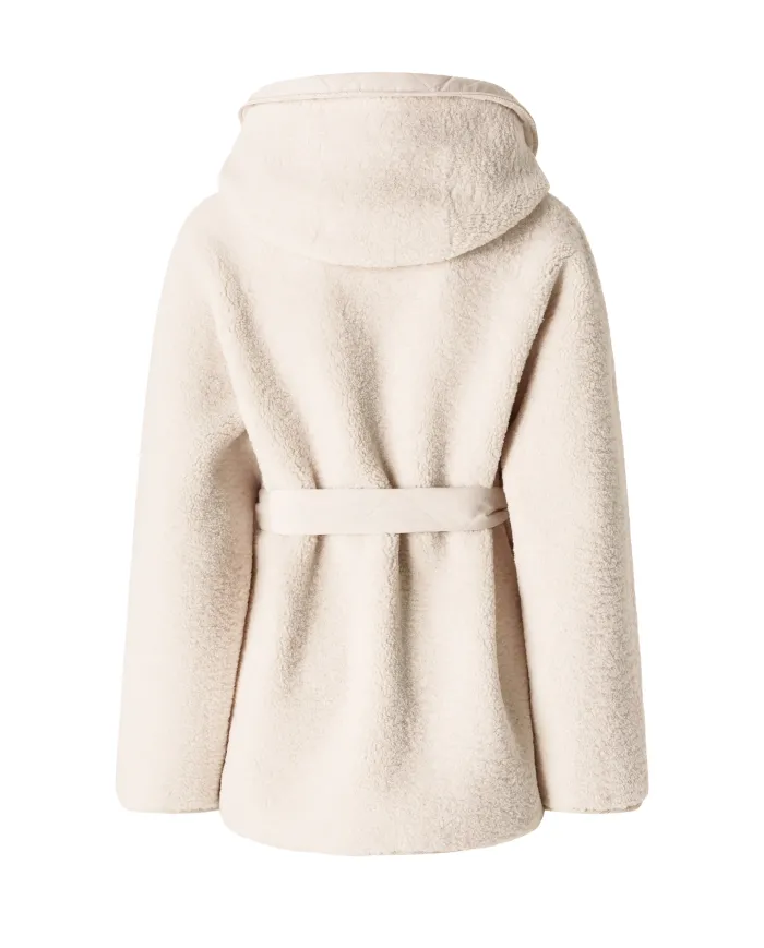 PINKO Caban Donna 105473 A2QC CAPPERI AI 25/26 tessuto effetto teddy con cappuccio C00 BIANCO cino