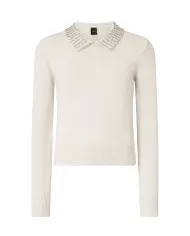 PINKO Maglia Donna 105530 A2S4 VENTOTENE AI 25/26 viscosa con colletto dotata di strass applicate I23 ARGENTO