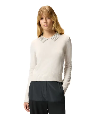 PINKO Maglia Donna 105530 A2S4 VENTOTENE AI 25/26 viscosa con colletto dotata di strass applicate I23 ARGENTO PINKO Maglia Donna 105530 A2S4 VENTOTENE AI 25/26 viscosa con colletto dotata di strass applicate I23 ARGENTO