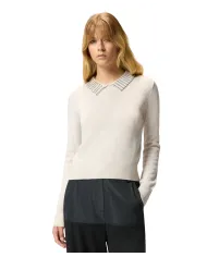 PINKO Maglia Donna 105530 A2S4 VENTOTENE AI 25/26 viscosa con colletto dotata di strass applicate I23 ARGENTO