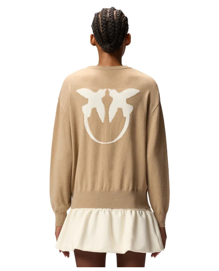 PINKO Maglia Donna 105561 A2SI MARTINICA AI 25/26 lana con maxi logo applicato sul retro MZ2 CAMMELLO