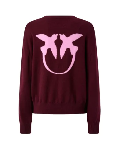 PINKO Maglia Donna 105561 A2SI MARTINICA AI 25/26 lana con maxi logo applicato sul retro YND VINO/ROSA PINKO Maglia Donna 105561 A2SI MARTINICA AI 25/26 lana con maxi logo applicato sul retro YND VINO/ROSA