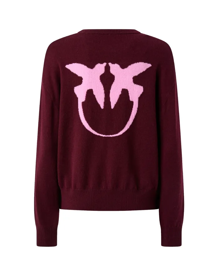 PINKO Maglia Donna 105561 A2SI MARTINICA AI 25/26 lana con maxi logo applicato sul retro YND VINO/ROSA