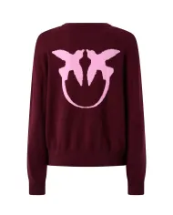 PINKO Maglia Donna 105561 A2SI MARTINICA AI 25/26 lana con maxi logo applicato sul retro YND VINO/ROSA