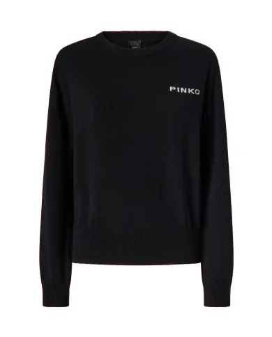 PINKO Maglia Donna 105561 A2SI MARTINICA AI 25/26 lana con maxi logo applicato sul retro ZZ2 NERO/BNCO PINKO Maglia Donna 105561 A2SI MARTINICA AI 25/26 lana con maxi logo applicato sul retro ZZ2 NERO/BNCO