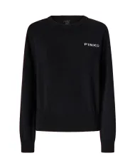 PINKO Maglia Donna 105561 A2SI MARTINICA AI 25/26 lana con maxi logo applicato sul retro ZZ2 NERO/BNCO