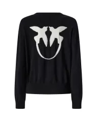 PINKO Maglia Donna 105561 A2SI MARTINICA AI 25/26 lana con maxi logo applicato sul retro ZZ2 NERO/BNCO