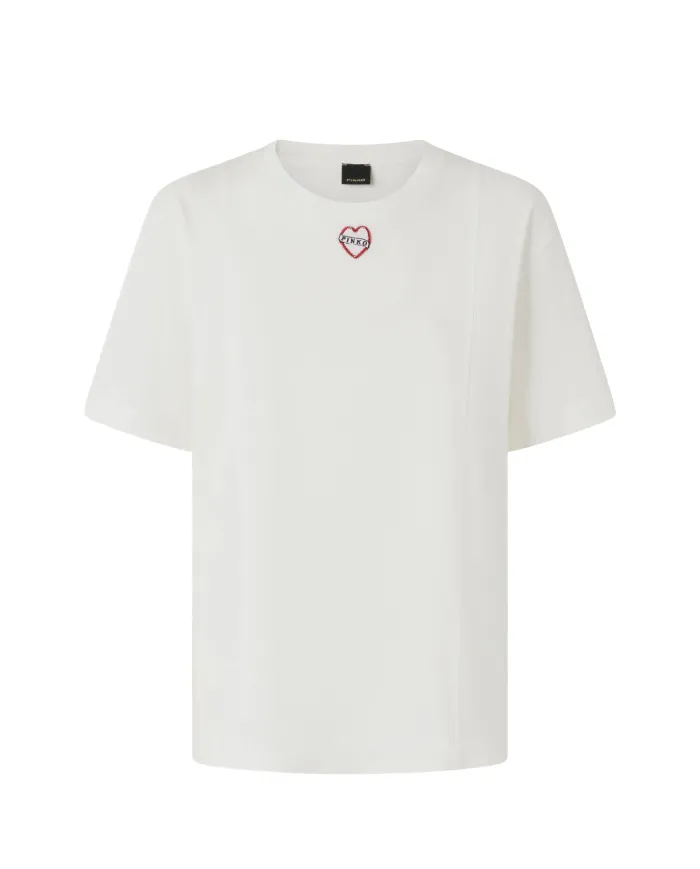 PINKO T-shirt Donna 105665 A2IB TORTINO AI 25/26 cotone con ricamo logato Z05 BIANCO PINKO T-shirt Donna 105665 A2IB TORTINO AI 25/26 cotone con ricamo logato Z05 BIANCO