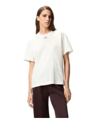 PINKO T-shirt Donna 105665 A2IB TORTINO AI 25/26 cotone con ricamo logato Z05 BIANCO