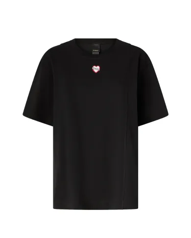 PINKO T-shirt Donna 105665 A2IB TORTINO AI 25/26 cotone con ricamo logato Z99 NERO limousine PINKO T-shirt Donna 105665 A2IB TORTINO AI 25/26 cotone con ricamo logato Z99 NERO limousine