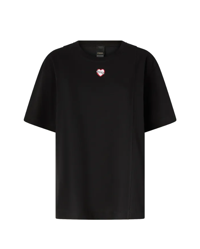 PINKO T-shirt Donna 105665 A2IB TORTINO AI 25/26 cotone con ricamo logato Z99 NERO limousine PINKO T-shirt Donna 105665 A2IB TORTINO AI 25/26 cotone con ricamo logato Z99 NERO limousine