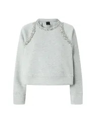 PINKO Felpa Donna 105717 A2TL MINESTRA AI 25/26 viscosa con dettagli gioiello applicati I42 grigio pioggerella