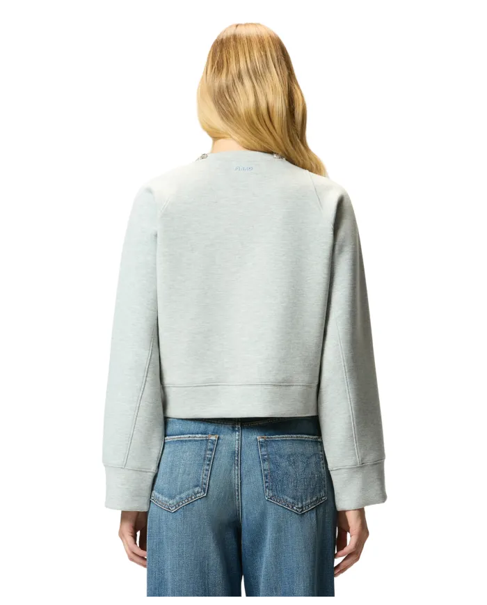 PINKO Felpa Donna 105717 A2TL MINESTRA AI 25/26 viscosa con dettagli gioiello applicati I42 grigio pioggerella