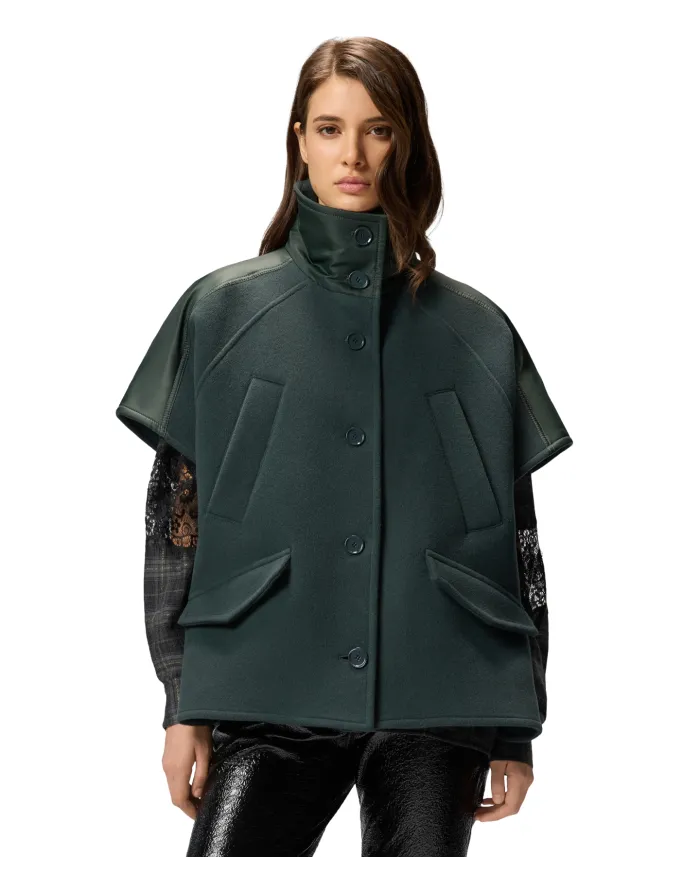 PINKO Cappa Donna 105790 A2SL CARBONARA AI 25/26 lana con tasche laterali X83 VERDE pluviale