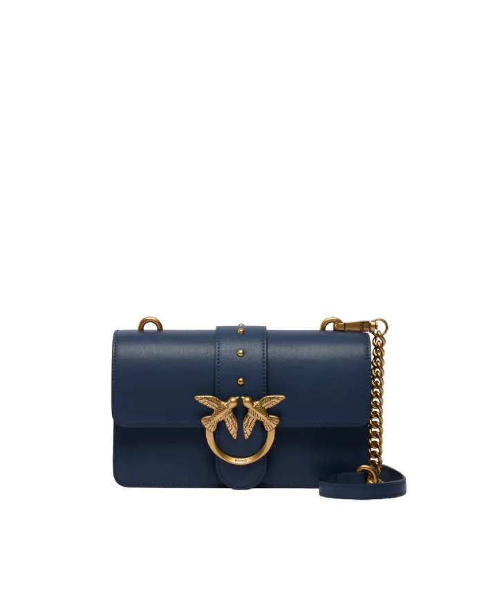 PINKO Borsa Donna 105856 A0F1 LOVE BAG ONE MINI AI 25/26 in pelle con tracolla rimovibile G08Q blu ind ombroso PINKO Borsa Donna 105856 A0F1 LOVE BAG ONE MINI AI 25/26 in pelle con tracolla rimovibile G08Q blu ind ombroso