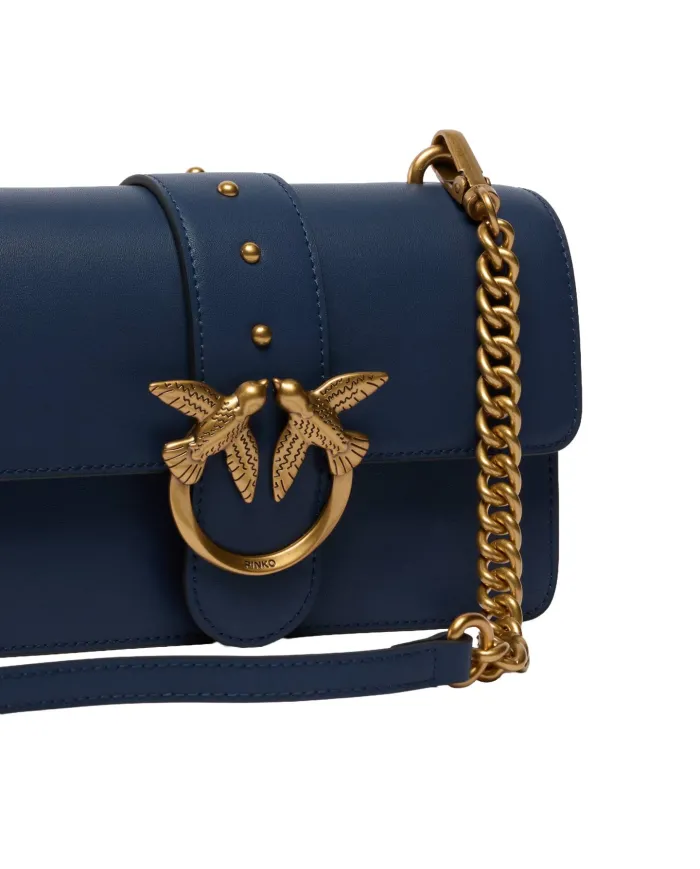PINKO Borsa Donna 105856 A0F1 LOVE BAG ONE MINI AI 25/26 in pelle con tracolla rimovibile G08Q blu ind ombroso