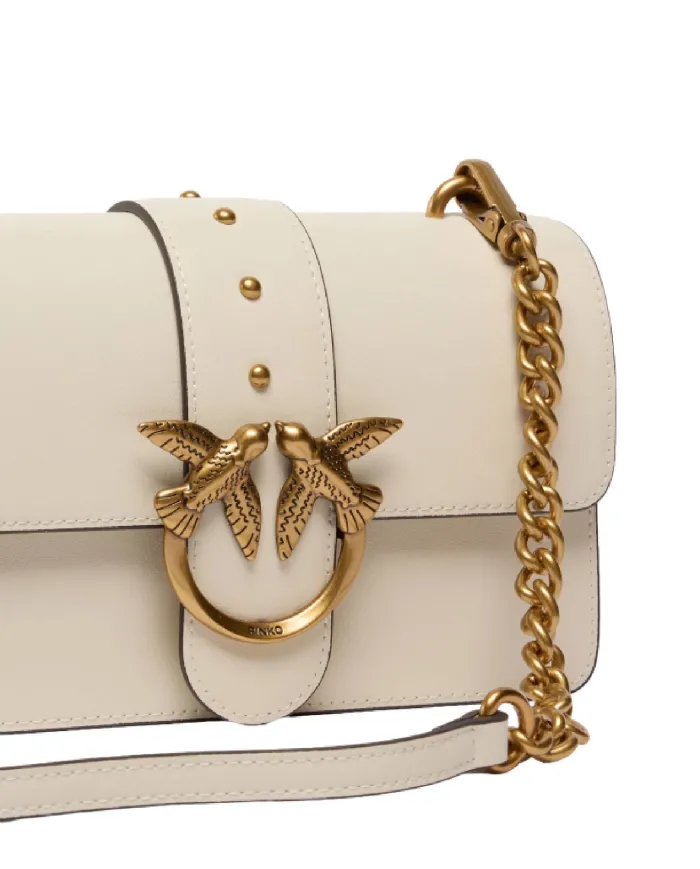 PINKO Borsa Donna 105856 A0F1 LOVE BAG ONE MINI AI 25/26 in pelle con tracolla rimovibile Z14Q BIANCO SETA