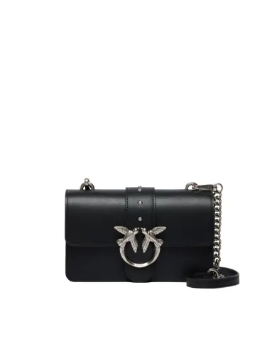 PINKO Borsa Donna 105856 A0F1 LOVE BAG ONE MINI AI 25/26 in pelle con tracolla rimovibile Z99O NERO-OLD silver PINKO Borsa Donna 105856 A0F1 LOVE BAG ONE MINI AI 25/26 in pelle con tracolla rimovibile Z99O NERO-OLD silver