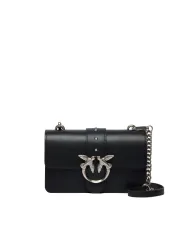PINKO Borsa Donna 105856 A0F1 LOVE BAG ONE MINI AI 25/26 in pelle con tracolla rimovibile Z99O NERO-OLD silver