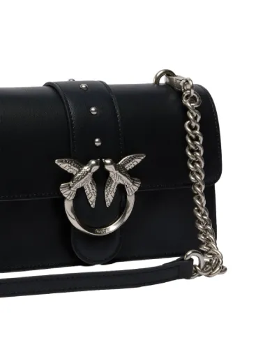 PINKO Borsa Donna 105856 A0F1 LOVE BAG ONE MINI AI 25/26 in pelle con tracolla rimovibile Z99O NERO-OLD silver PINKO Borsa Donna 105856 A0F1 LOVE BAG ONE MINI AI 25/26 in pelle con tracolla rimovibile Z99O NERO-OLD silver