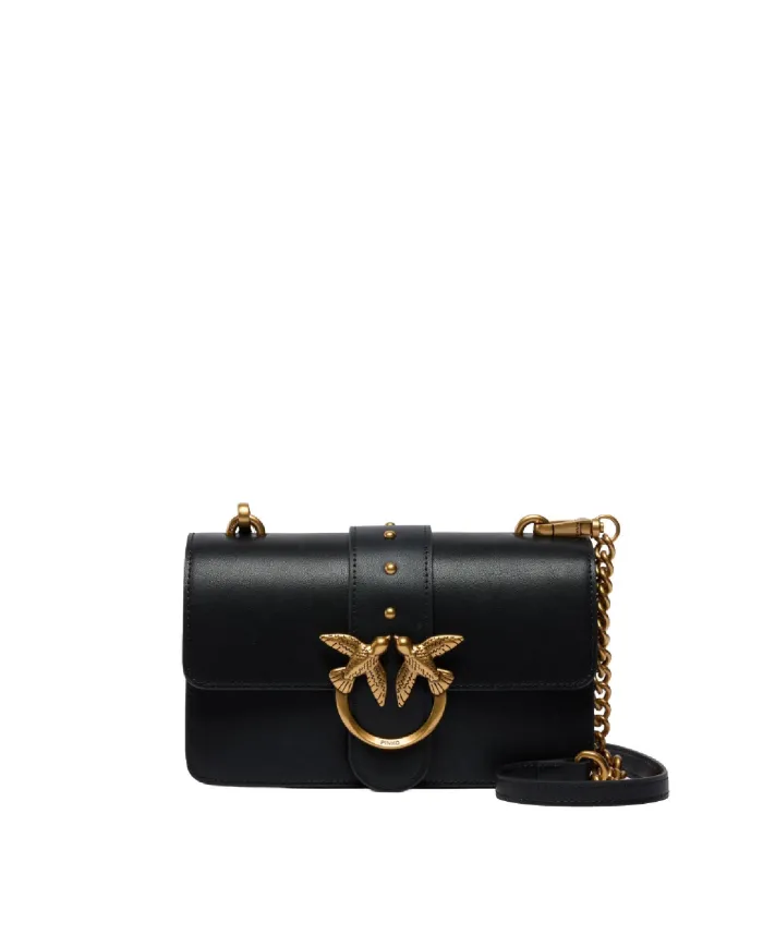 PINKO Borsa Donna 105856 A0F1 LOVE BAG ONE MINI AI 25/26 in pelle con tracolla rimovibile Z99Q NERO-ANTIQUE GOLD PINKO Borsa Donna 105856 A0F1 LOVE BAG ONE MINI AI 25/26 in pelle con tracolla rimovibile Z99Q NERO-ANTIQUE GOLD