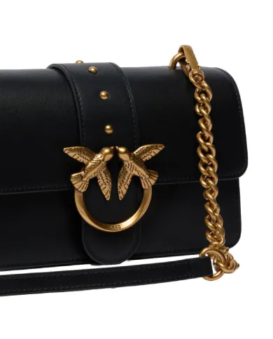 PINKO Borsa Donna 105856 A0F1 LOVE BAG ONE MINI AI 25/26 in pelle con tracolla rimovibile Z99Q NERO-ANTIQUE GOLD PINKO Borsa Donna 105856 A0F1 LOVE BAG ONE MINI AI 25/26 in pelle con tracolla rimovibile Z99Q NERO-ANTIQUE GOLD