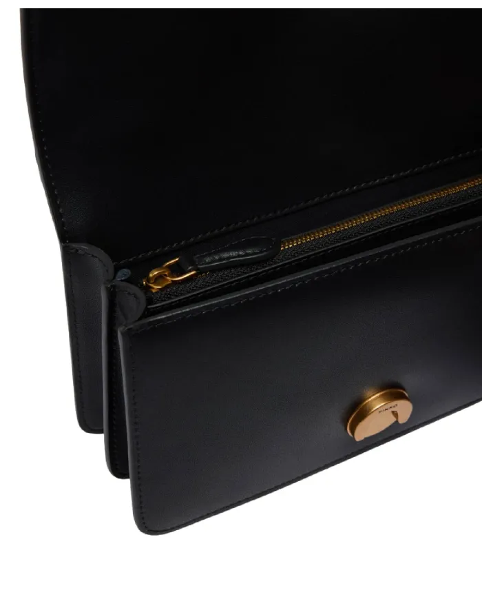 PINKO Borsa Donna 105856 A0F1 LOVE BAG ONE MINI AI 25/26 in pelle con tracolla rimovibile Z99Q NERO-ANTIQUE GOLD