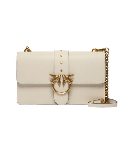 PINKO Borsa Donna 105857 A0F1 LOVE ONE CLASSIC AI 25/26 pelle con fibbia logata Z14Q BIANCO SETA PINKO Borsa Donna 105857 A0F1 LOVE ONE CLASSIC AI 25/26 pelle con fibbia logata Z14Q BIANCO SETA