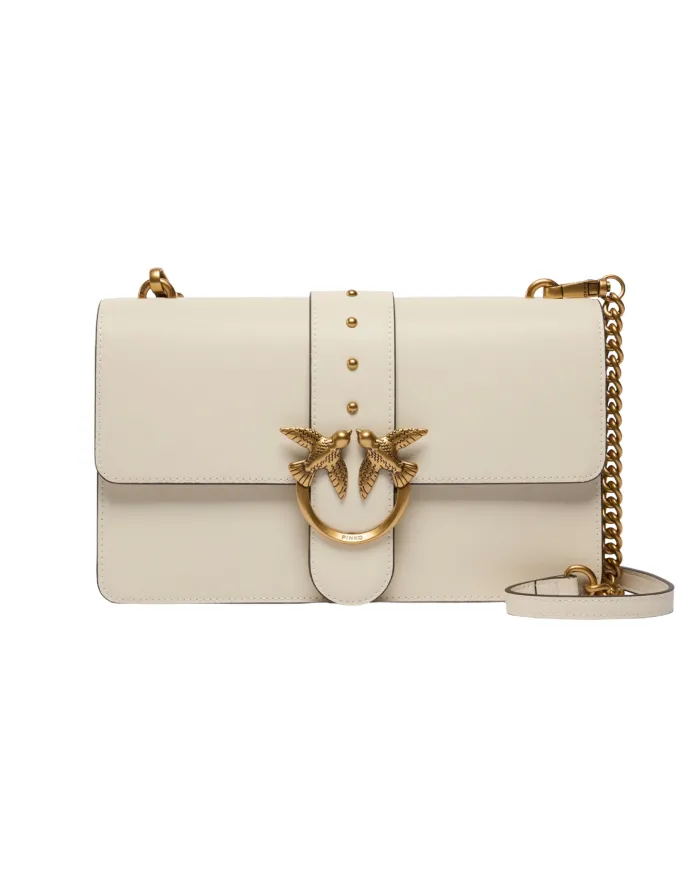 PINKO Borsa Donna 105857 A0F1 LOVE ONE CLASSIC AI 25/26 pelle con fibbia logata Z14Q BIANCO SETA PINKO Borsa Donna 105857 A0F1 LOVE ONE CLASSIC AI 25/26 pelle con fibbia logata Z14Q BIANCO SETA