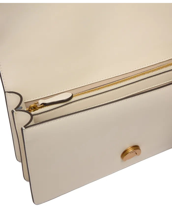 PINKO Borsa Donna 105857 A0F1 LOVE ONE CLASSIC AI 25/26 pelle con fibbia logata Z14Q BIANCO SETA
