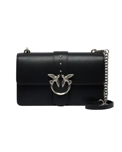 PINKO Borsa Donna 105857 A0F1 LOVE ONE CLASSIC AI 25/26 pelle con fibbia logata Z99O NERO-OLD silver PINKO Borsa Donna 105857 A0F1 LOVE ONE CLASSIC AI 25/26 pelle con fibbia logata Z99O NERO-OLD silver