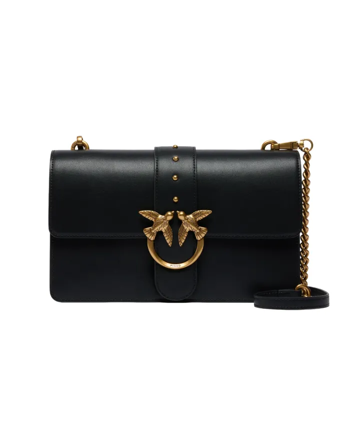 PINKO Borsa Donna 105857 A0F1 LOVE ONE CLASSIC AI 25/26 pelle con fibbia logata Z99Q NERO-ANTIQUE GOLD PINKO Borsa Donna 105857 A0F1 LOVE ONE CLASSIC AI 25/26 pelle con fibbia logata Z99Q NERO-ANTIQUE GOLD
