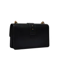 PINKO Borsa Donna 105857 A0F1 LOVE ONE CLASSIC AI 25/26 pelle con fibbia logata Z99Q NERO-ANTIQUE GOLD