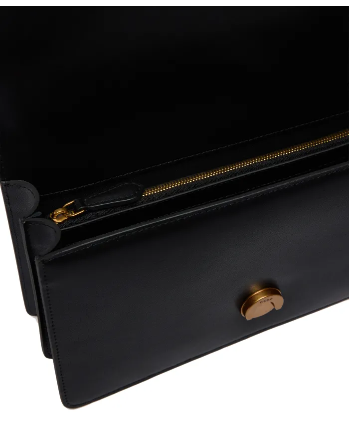 PINKO Borsa Donna 105857 A0F1 LOVE ONE CLASSIC AI 25/26 pelle con fibbia logata Z99Q NERO-ANTIQUE GOLD