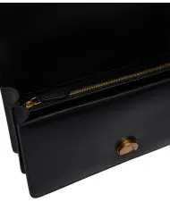 PINKO Borsa Donna 105857 A0F1 LOVE ONE CLASSIC AI 25/26 pelle con fibbia logata Z99Q NERO-ANTIQUE GOLD