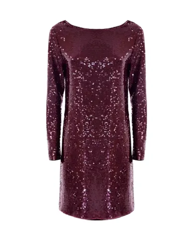 KOCCA Abito Donna A25PAB7827ABUN3487 GAFILE AI 25/26 manica lunga pailettes 10172 BORDEAUX KOCCA Abito Donna A25PAB7827ABUN3487 GAFILE AI 25/26 manica lunga pailettes 10172 BORDEAUX