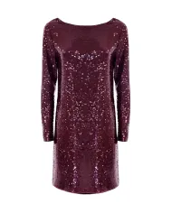 KOCCA Abito Donna A25PAB7827ABUN3487 GAFILE AI 25/26 manica lunga pailettes 10172 BORDEAUX