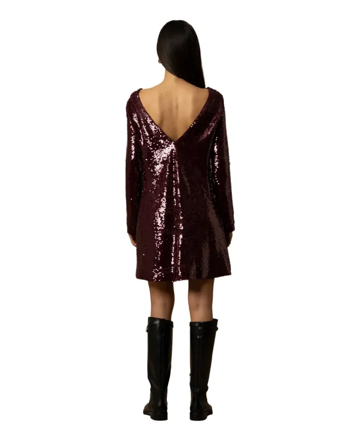 KOCCA Abito Donna A25PAB7827ABUN3487 GAFILE AI 25/26 manica lunga pailettes 10172 BORDEAUX