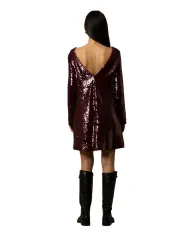 KOCCA Abito Donna A25PAB7827ABUN3487 GAFILE AI 25/26 manica lunga pailettes 10172 BORDEAUX