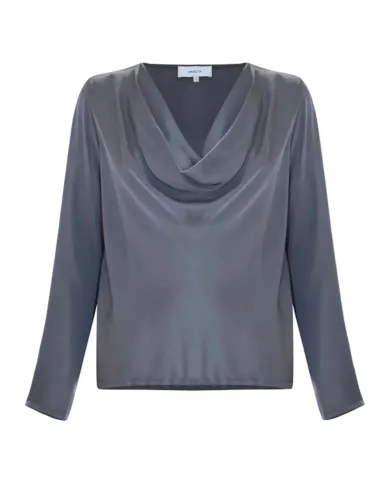 KOCCA Blusa Donna A25PBL7730ABUN0000 IRIDDAS AI 25/26 viscosa con drappeggio sulla scollatura 90013 PIOMBO KOCCA Blusa Donna A25PBL7730ABUN0000 IRIDDAS AI 25/26 viscosa con drappeggio sulla scollatura 90013 PIOMBO