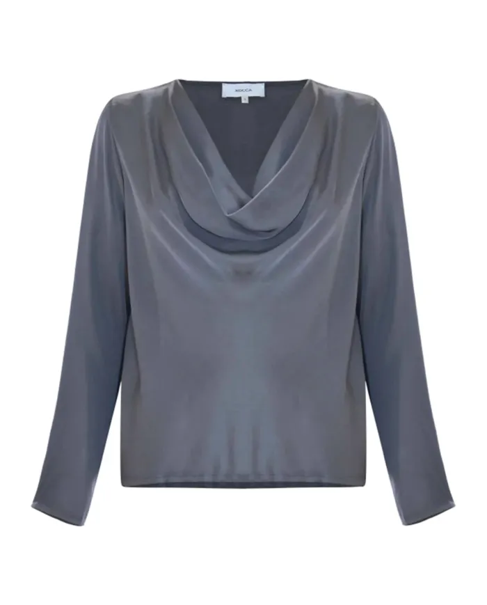 KOCCA Blusa Donna A25PBL7730ABUN0000 IRIDDAS AI 25/26 viscosa con drappeggio sulla scollatura 90013 PIOMBO KOCCA Blusa Donna A25PBL7730ABUN0000 IRIDDAS AI 25/26 viscosa con drappeggio sulla scollatura 90013 PIOMBO