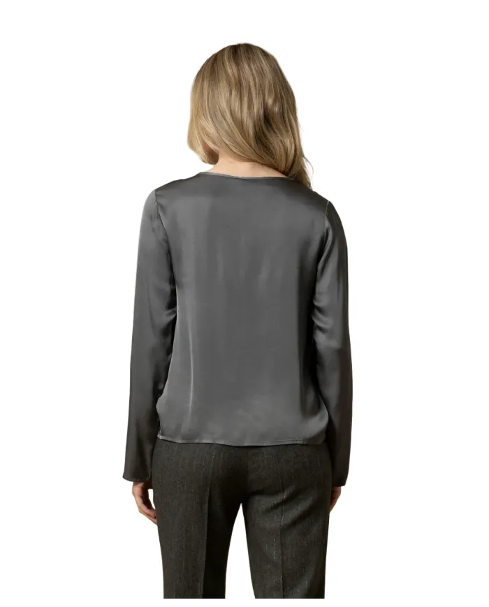 KOCCA Blusa Donna A25PBL7730ABUN0000 IRIDDAS AI 25/26 viscosa con drappeggio sulla scollatura 90013 PIOMBO