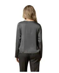 KOCCA Blusa Donna A25PBL7730ABUN0000 IRIDDAS AI 25/26 viscosa con drappeggio sulla scollatura 90013 PIOMBO