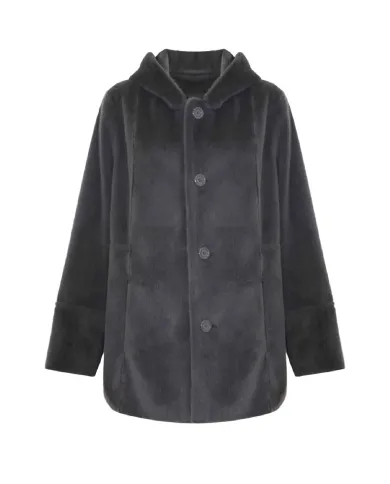 KOCCA Cappotto Donna A25PCA7386ABUN0000 MELISANDE AI 25/26 ecopelliccia con cappuccio 90013 PIOMBO KOCCA Cappotto Donna A25PCA7386ABUN0000 MELISANDE AI 25/26 ecopelliccia con cappuccio 90013 PIOMBO