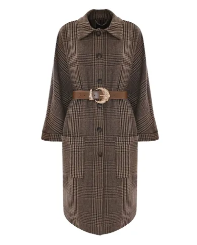 KOCCA Cappotto Donna A25PCA7507ABQD0000 CARIDDI AI 25/26 fantasia Galles con cintura F5009 Fant Verde/Marrone KOCCA Cappotto Donna A25PCA7507ABQD0000 CARIDDI AI 25/26 fantasia Galles con cintura F5009 Fant Verde/Marrone
