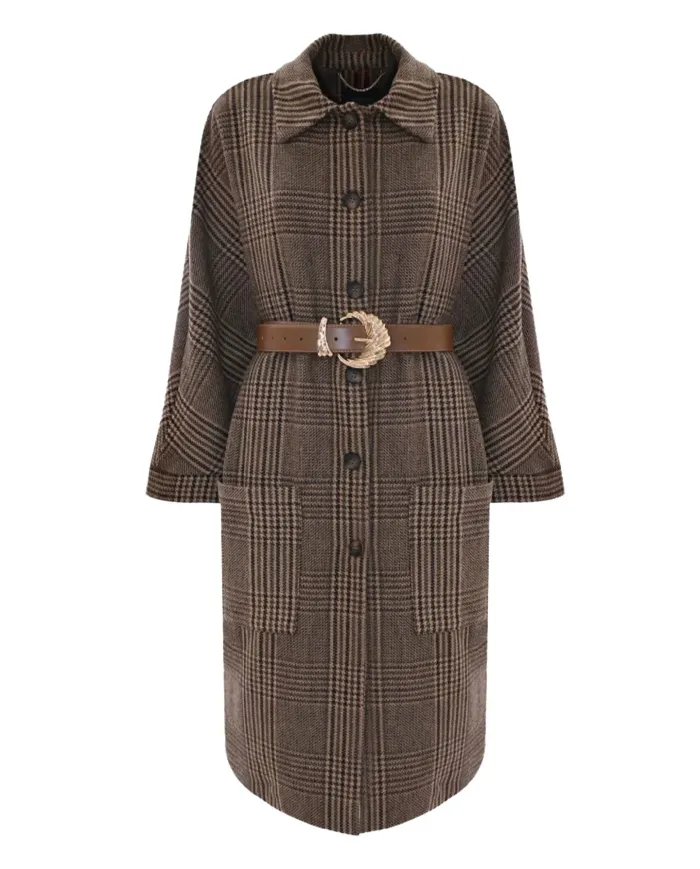 KOCCA Cappotto Donna A25PCA7507ABQD0000 CARIDDI AI 25/26 fantasia Galles con cintura F5009 Fant Verde/Marrone KOCCA Cappotto Donna A25PCA7507ABQD0000 CARIDDI AI 25/26 fantasia Galles con cintura F5009 Fant Verde/Marrone